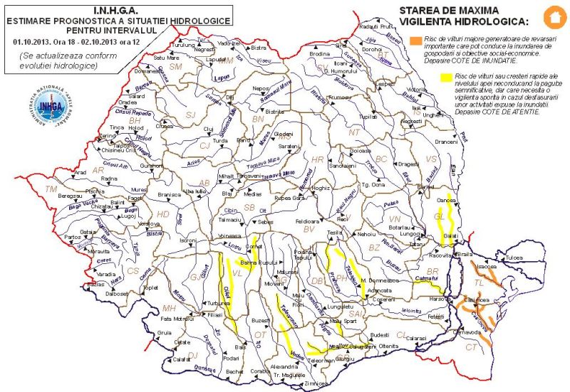 Râurile din Bazinul Hidrografic Jiu ies de sub Codul Galben