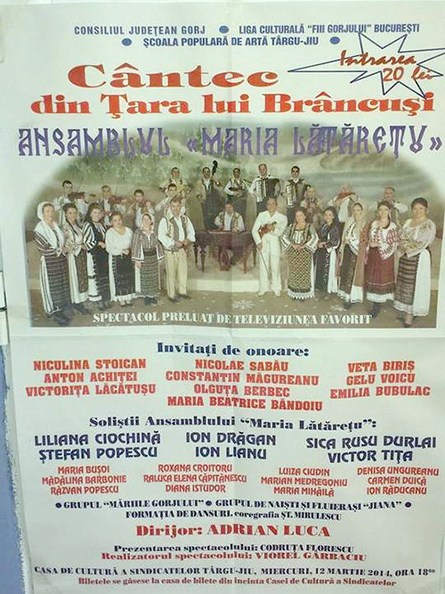 Spectacol extraordinar, susţinut de Ansamblul “Maria Lătărețu”
