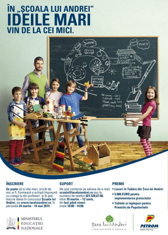 Proiecte, premiate în cadrul competiţiei „Școala lui Andrei”