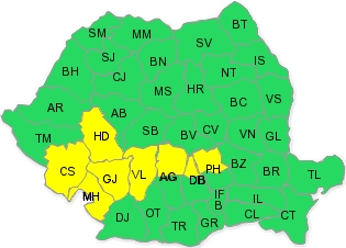 Gorjul, sub Cod galben de ploi