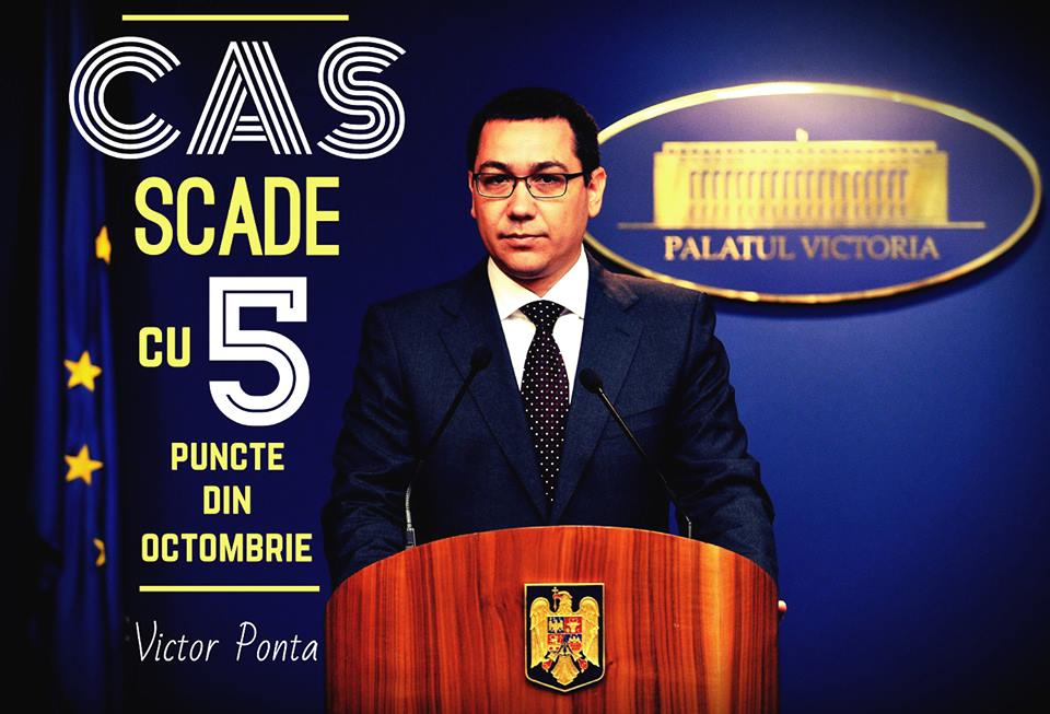 Ponta: Săptămâna viitoare trimitem Legislativului proiectul de lege pentru reducerea CAS de la 1 octombrie