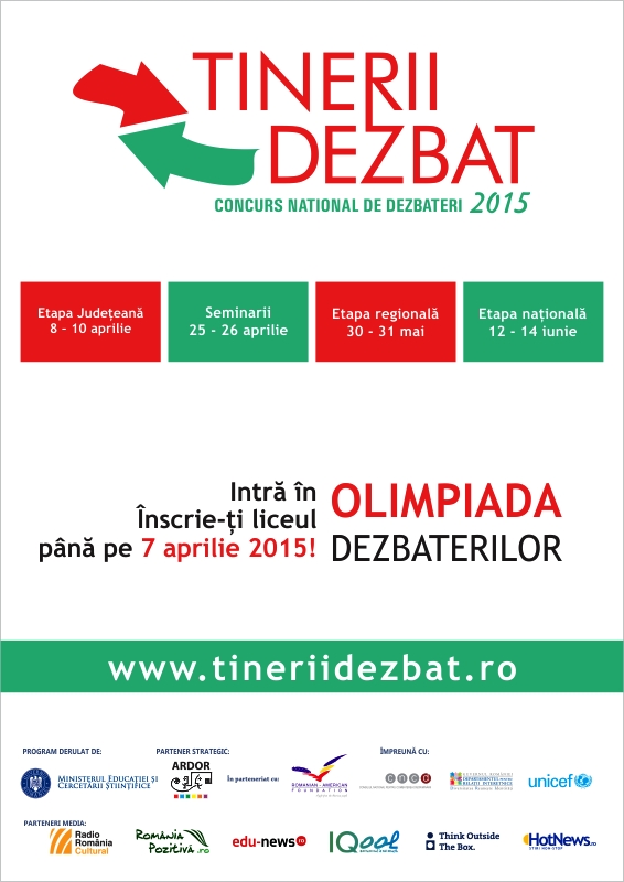 Ultima zi de înscrieri la „Tinerii Dezbat”