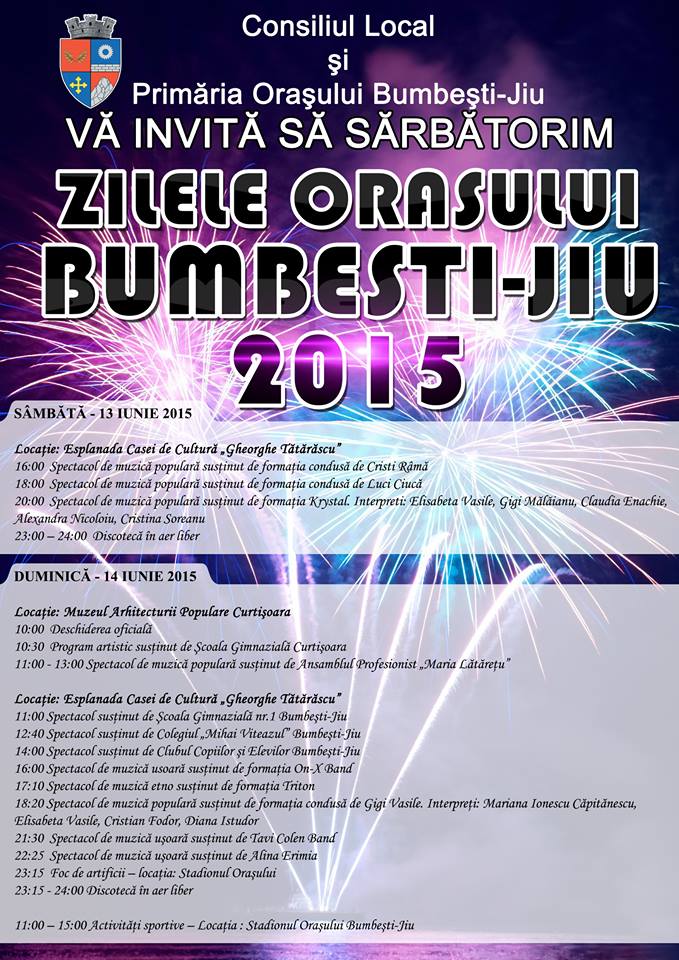 Interpreţi îndrăgiţi urcă pe scenă la Zilele Oraşului Bumbeşti-Jiu