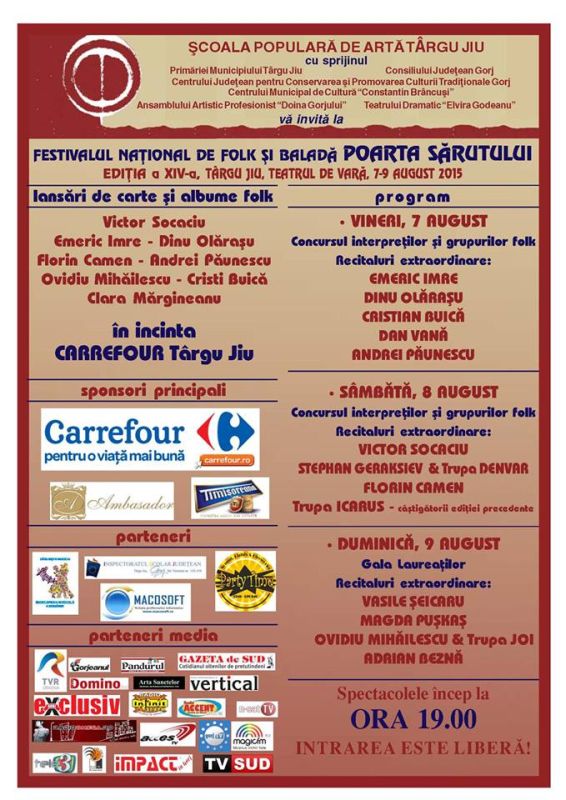 10.000 de lei pentru Festivalul „Poarta Sărutului”