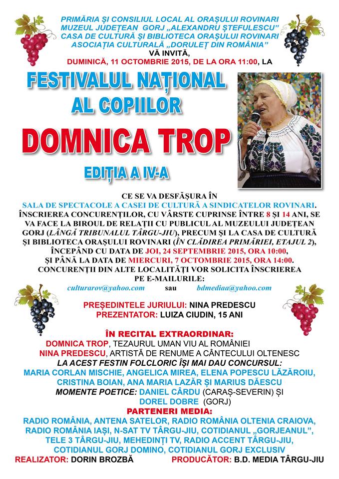 S-a dat startul înscrierilor la o nouă ediţie a Festivalului “Domnica Trop”