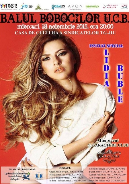 Lidia Buble concertează la Balul Bobocilor din UCB