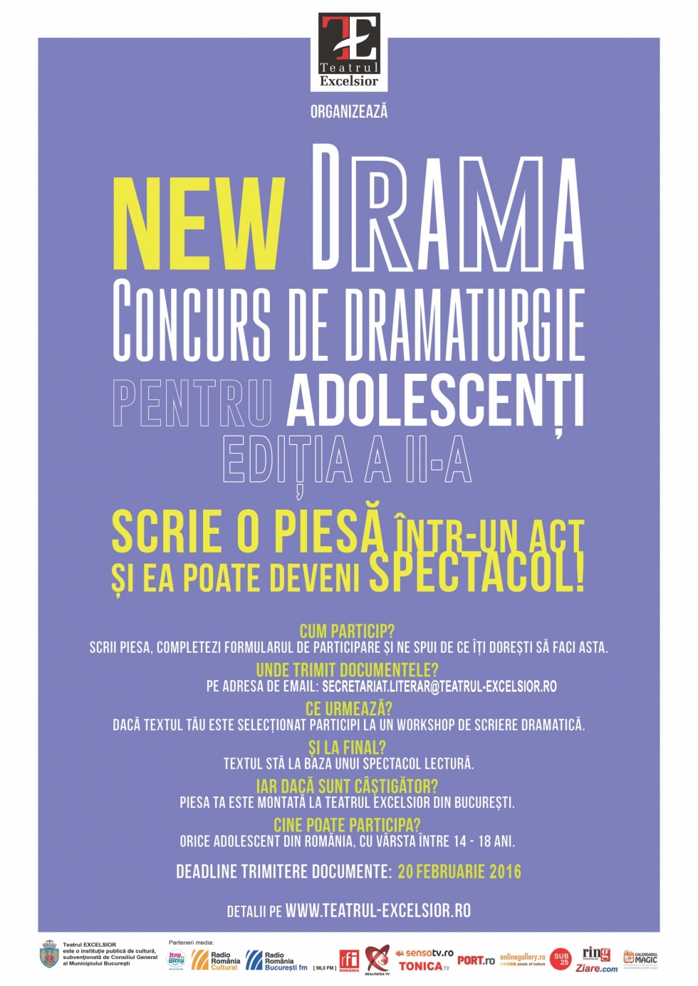 Concurs pentru adolescenții pasionați de teatru