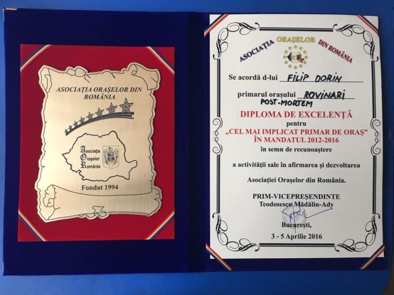 Diplomă post-mortem pentru Dorin Filip