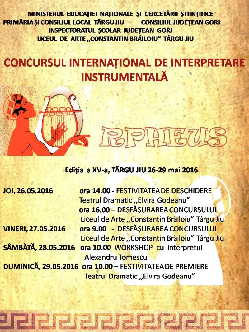 Start pentru ediţia a XV-a a Concursului “Orpheus”