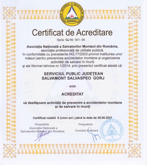 Salvamont Gorj, una dintre cele mai bine organizate structuri de salvare montană din România