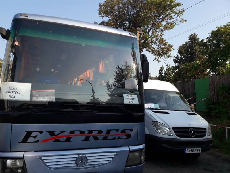 Protest al transportatorilor, la Târgu-Jiu