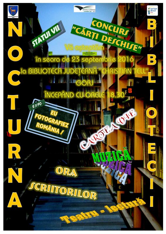 ”Nocturna bibliotecii”, la Târgu-Jiu