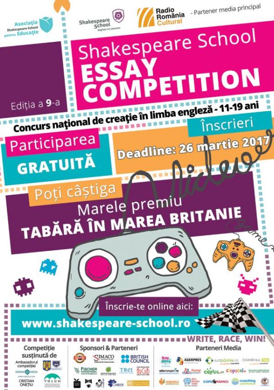 Au început înscrierile la ”Shakespeare School Essay Competition”