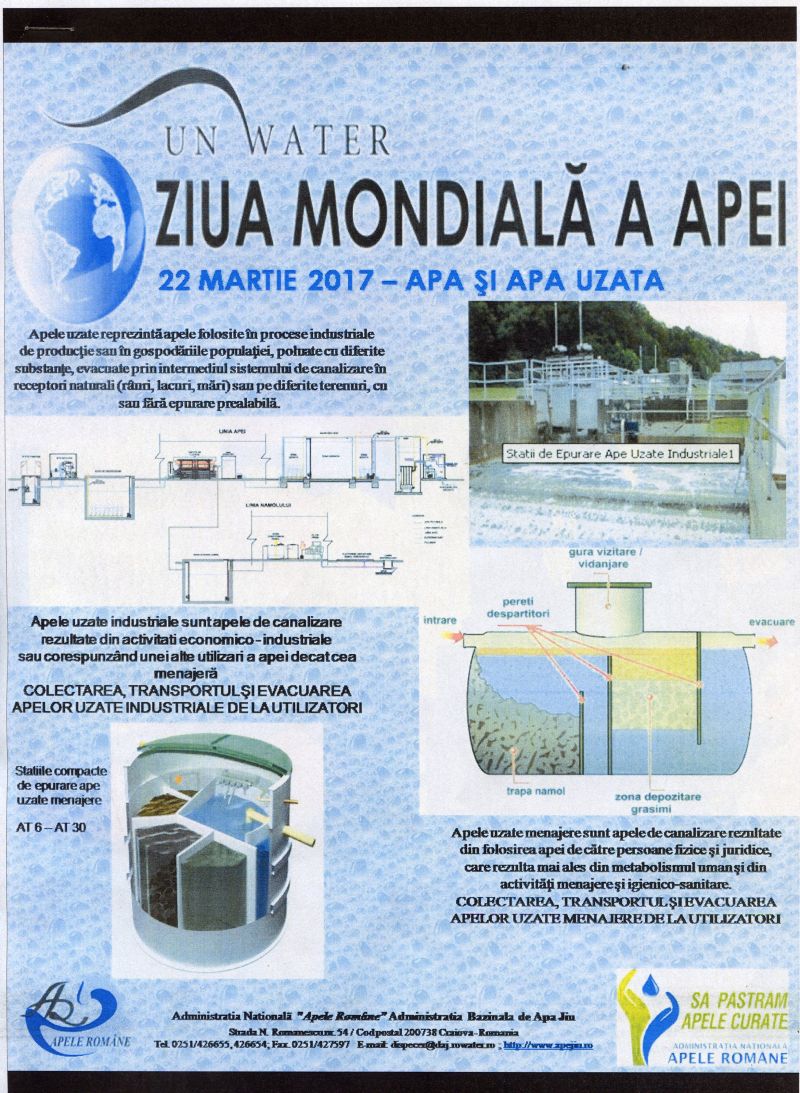 Ziua Mondială a Apei, marcată la Gorj de echipele SGA şi Aparegio