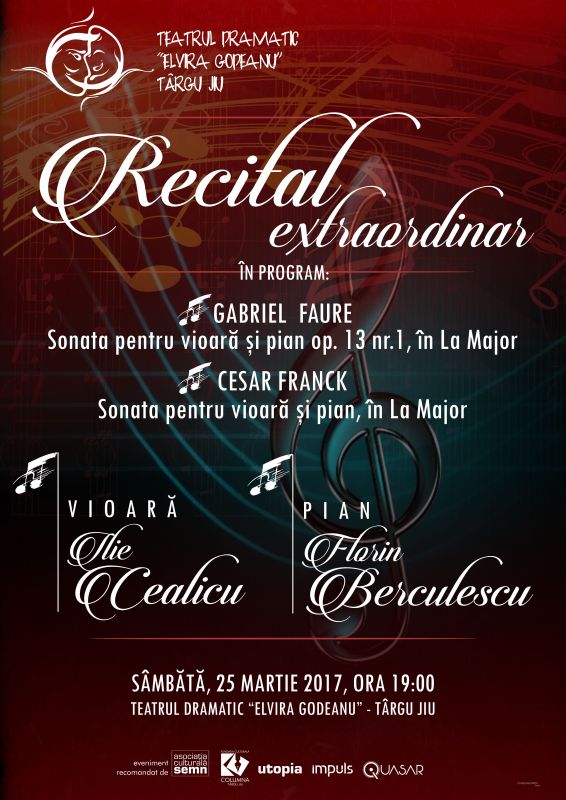 Recital de vioară și pian la Teatrul ”Elvira Godeanu”
