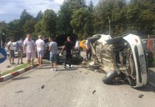 FOTO: Accident spectaculos la Târgu-Jiu