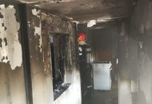 Casă din Bălești, cuprinsă de flăcări