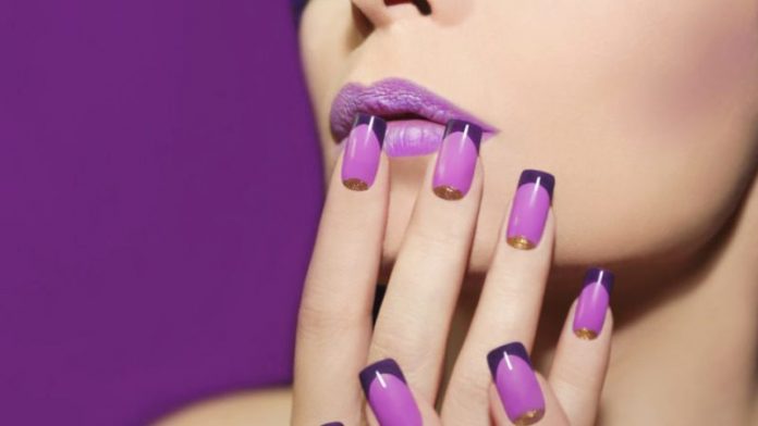 Lilac French manicure.