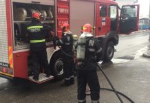 Video: Incendiu cu victimă la un market din Târgu-Jiu