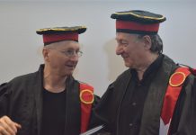 Actorii, Ion CARAMITRU şi Horaţiu MĂLĂELE, au primit supremul titlu academic DHC «Magna cum Laude» al UCB Târgu-Jiu