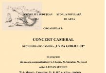 Joi, la Teatrul „Elvira Godeanu”, concert cameral „Lyra Gorjului”