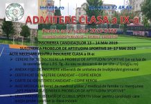 Calendarul admiterii la Liceul cu Program Sportiv Târgu-Jiu, anul școlar 2019-2020