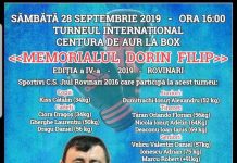 Pugilişti din cinci ţări la Memorialul ,,Dorin Filip”
