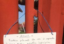 Biletul găsit de pompieri la poarta unei familii din Târgu-Jiu, din zonele cu focare de pestă porcină