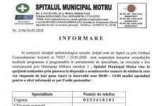 Vezi anunțul Spitalului Municipal Motru!