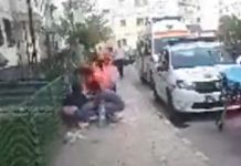 Bărbatul care a vrut să-și taie gâtul în fața polițiștilor, amendat