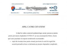 Apel al Primăriei Motru către cetățeni!