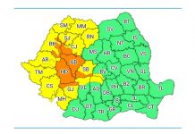 Cod portocaliu de ploi pentru zona montană a județului Gorj