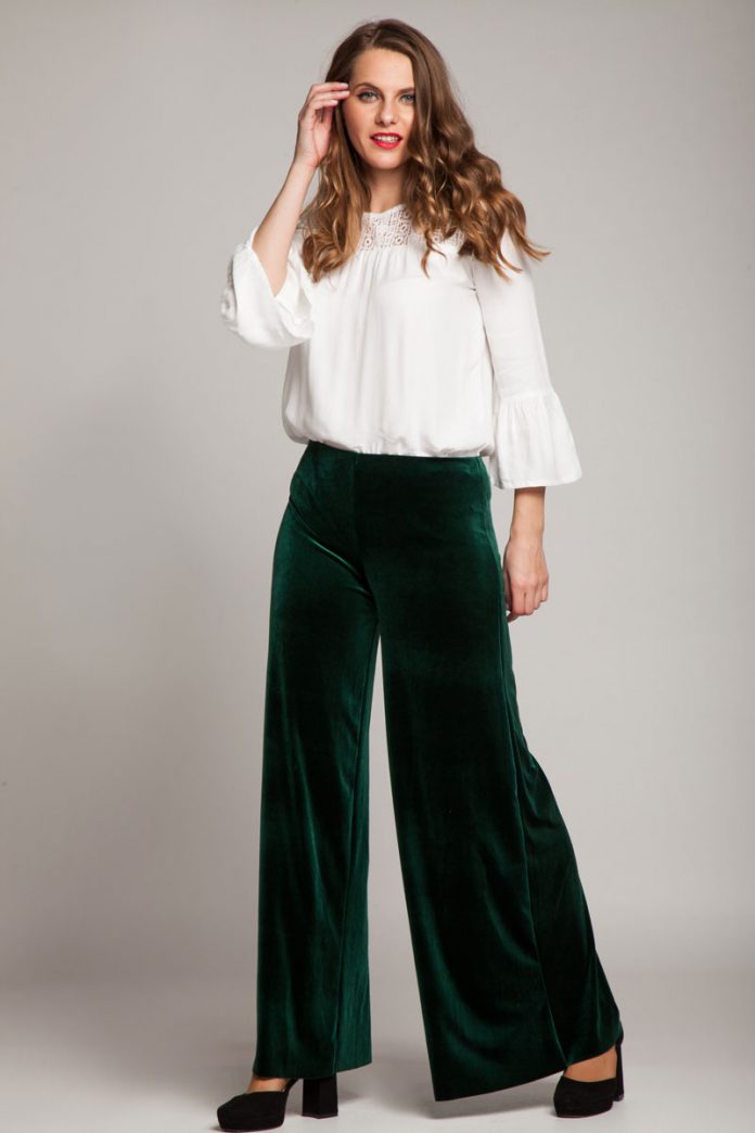 pantaloni-verzi-evazati-din-catifea