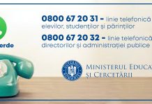 Linii Telverde pentru informații privind deschiderea școlilor în contextul pandemiei