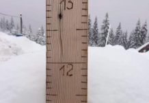 122 cm, grosimea stratului de zăpadă la Rânca
