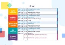 Orarul „Teleșcoala” în perioada 15-19 februarie