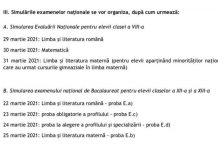 Simulări ale examenelor naționale, în martie