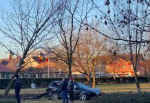 FOTO: A fugit de polițiști, dar s-a oprit cu mașina în Parcul Coloanei fără Sfârșit