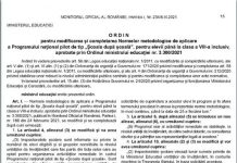 Ordinul privind modificarea Normelor metodologice de organizare a orelor remediale, publicat în Monitorul Oficial