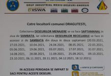 Program schimbat pentru colectarea deșeurilor din comuna Drăguțești