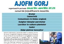 Șapte cursuri de formare profesională, demarate în martie și aprilie de AJOFM Gorj