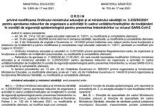 Ordinul comun privind modificarea datei de referință pentru actualizarea scenariilor de funcționare a școlilor, publicat în Monitorul Oficial