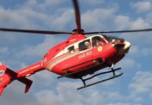 Deservent de la Cariera Lupoaia, luat cu elicopterul SMURD de pe Stadionul Motru