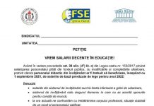 Petiție pentru majorarea salariilor din sistemul de învățământ