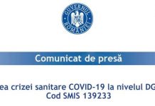 Comunicat de presă – „Gestionarea crizei sanitare COVID-19 la nivelul DGASPC Gorj” Cod SMIS 139233 – Data: 04.11.2021