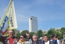 Liderul Federației Naționale a Muncii, Constantin Crețan, la protestele de la București