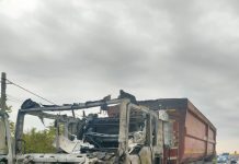 VIDEO: Tir din Gorj ars lângă Craiova