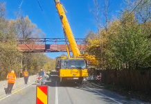 VIDEO, Defileul Jiului, demontare pasarelă