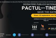 Eveniment de combatere a abandonului școlar – Dezbatere națională, la Târgu-Jiu! Șeful cancelariei primului-ministru și miniștrii Familiei și ai Educației vor fi prezenți!