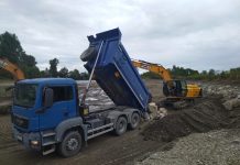 Insulă de balast formată pe râul Jiu! Lucrătorii SGA au intervenit!